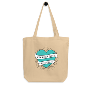 "No Regrets" Turquoise Heart Tote Bag