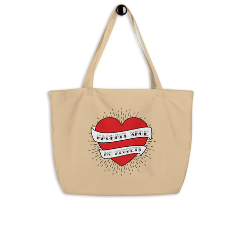 "No Regrets" Red Heart Large Tote Bag